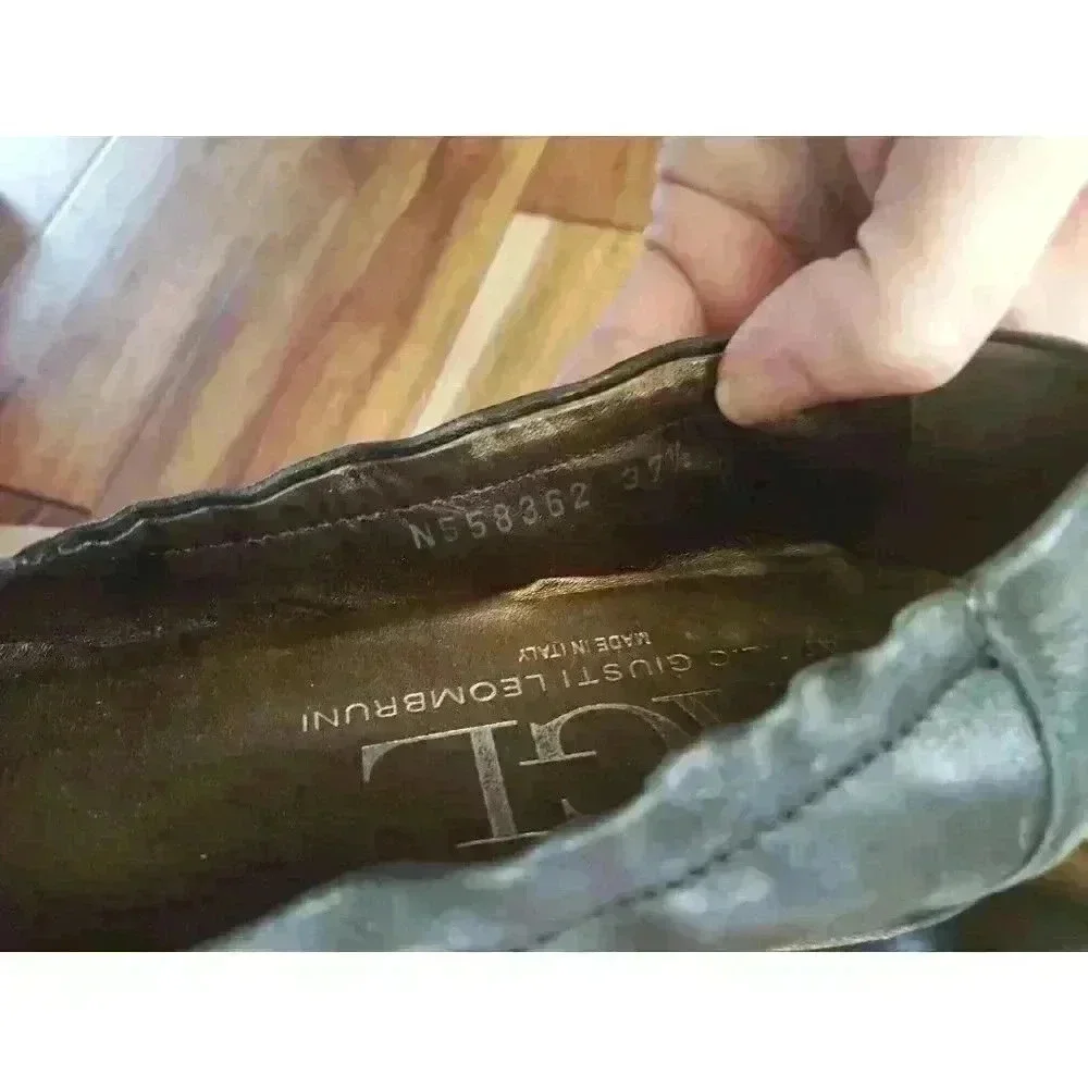 AGL Italy Attilio Giusti Leombruni Black Cap Toe Ballet Flat Leather 37‎ 1/2